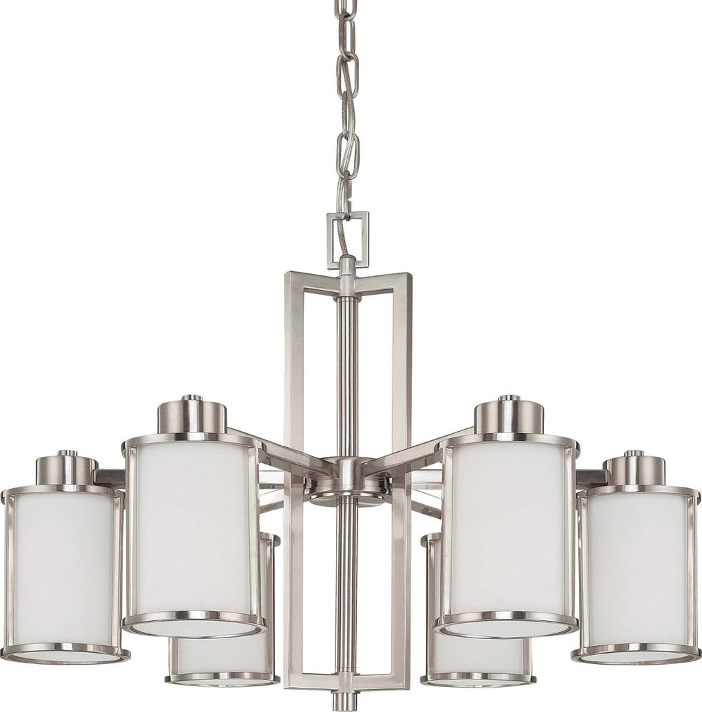 Nuvo Odeon ES - 6 Light Chandelier w/ White Glass - (6) 13w GU24 Lamps Included