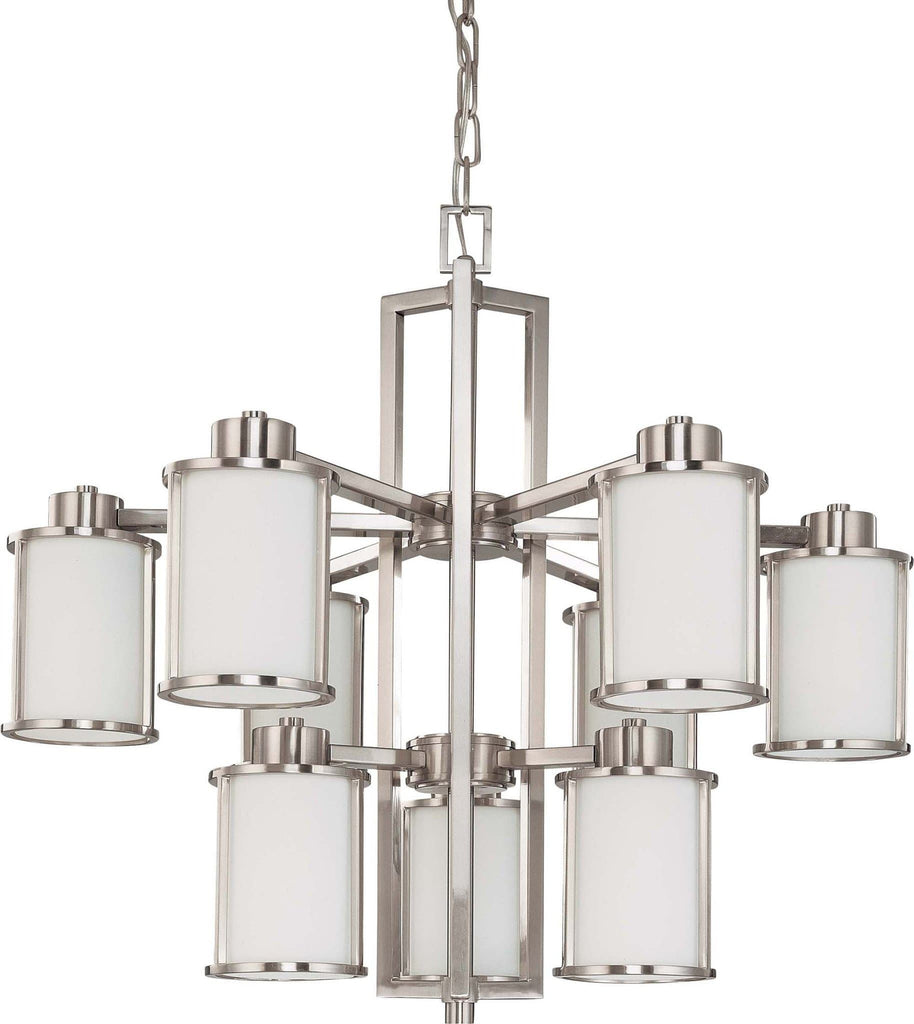 Nuvo Odeon ES - 9 Light Chandelier w/ White Glass - (9) 13w GU24 Lamps Included