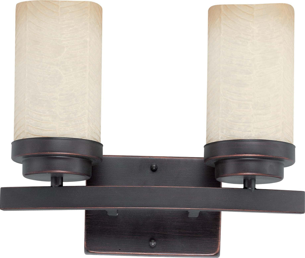 Nuvo Lucern ES - 2 Light Vanity w/ Saddle Stone Glass - (2) 13w GU24 Lamps Included