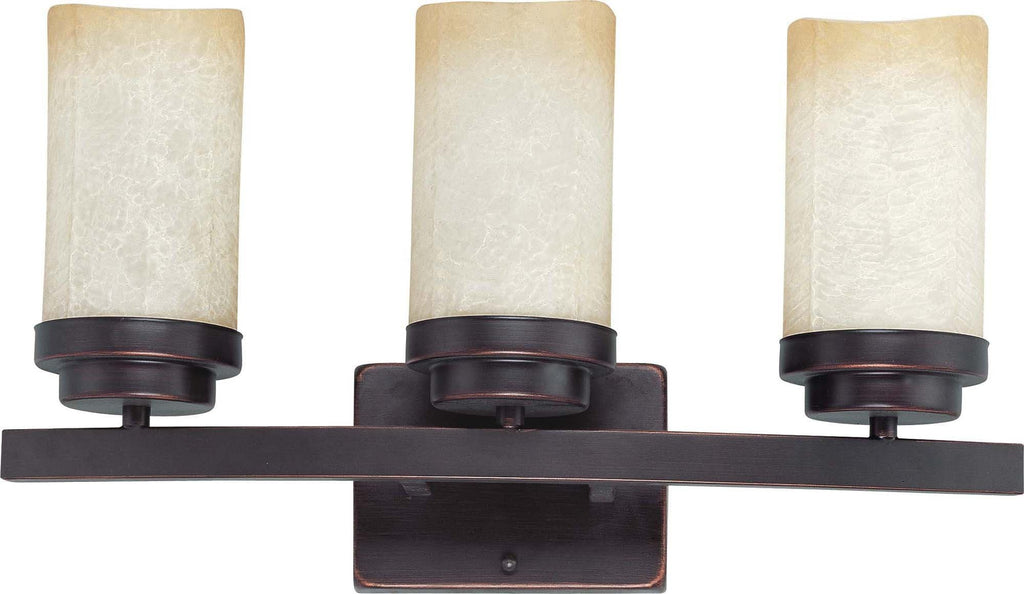Nuvo Lucern ES - 3 Light Vanity w/ Saddle Stone Glass - (3) 13w GU24 Lamps Included