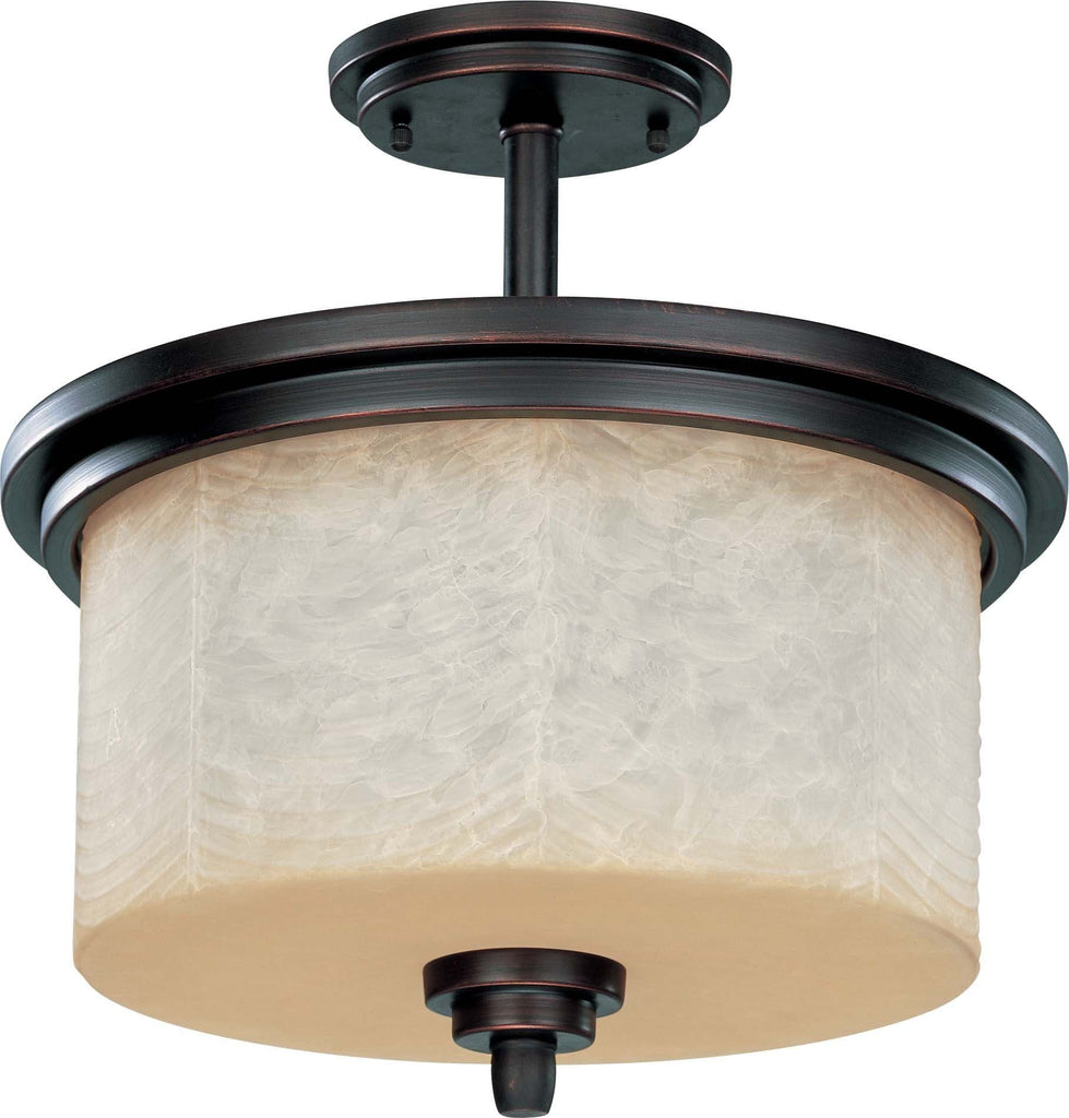 Nuvo Lucern ES - 3 Light Semi Flush w/ Saddle Stone Glass - (3) 13w GU24 Lamps Included