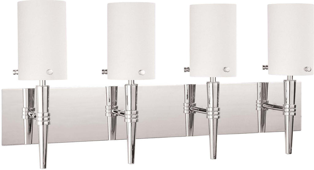 Nuvo Jet ES - 4 Light Wall Vanity w/ Satin White Glass - (4) 13w GU24 Lamps Included