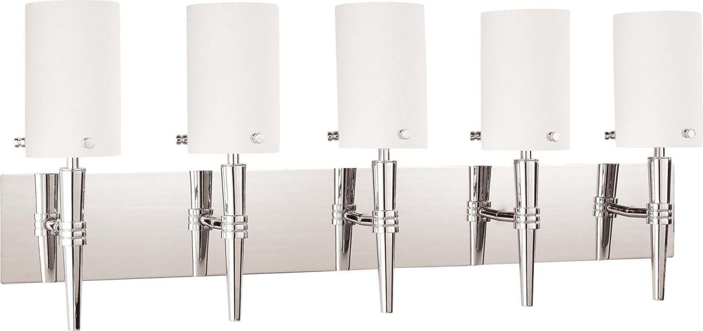 Nuvo Jet ES - 5 Light Wall Vanity w/ Satin White Glass - (5) 13w GU24 Lamps Included