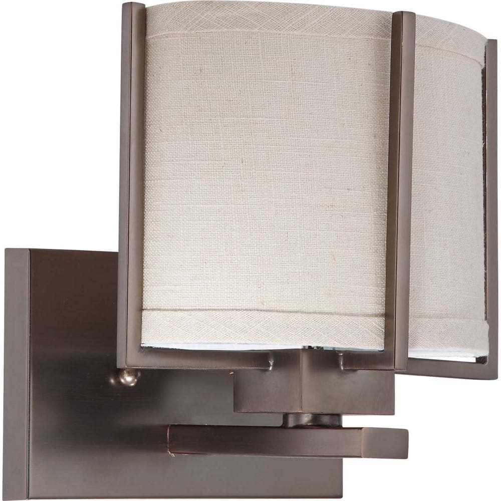 Nuvo Portia ES - 1 Light Vanity w/ Khaki Fabric Shade - (1) 13w GU24 Lamp Included