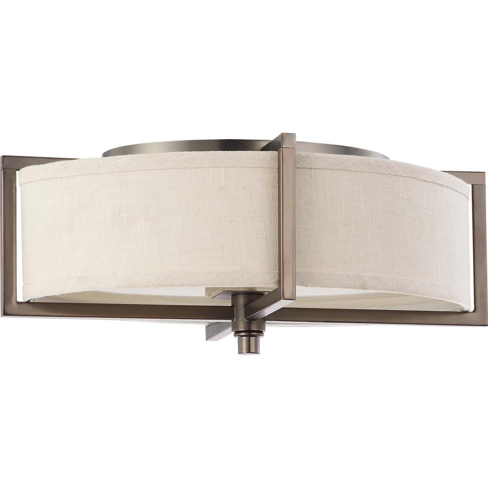 Nuvo Portia ES - 2 Light Oval Flush w/ Khaki Fabric Shade with 13w GU24 Lamps