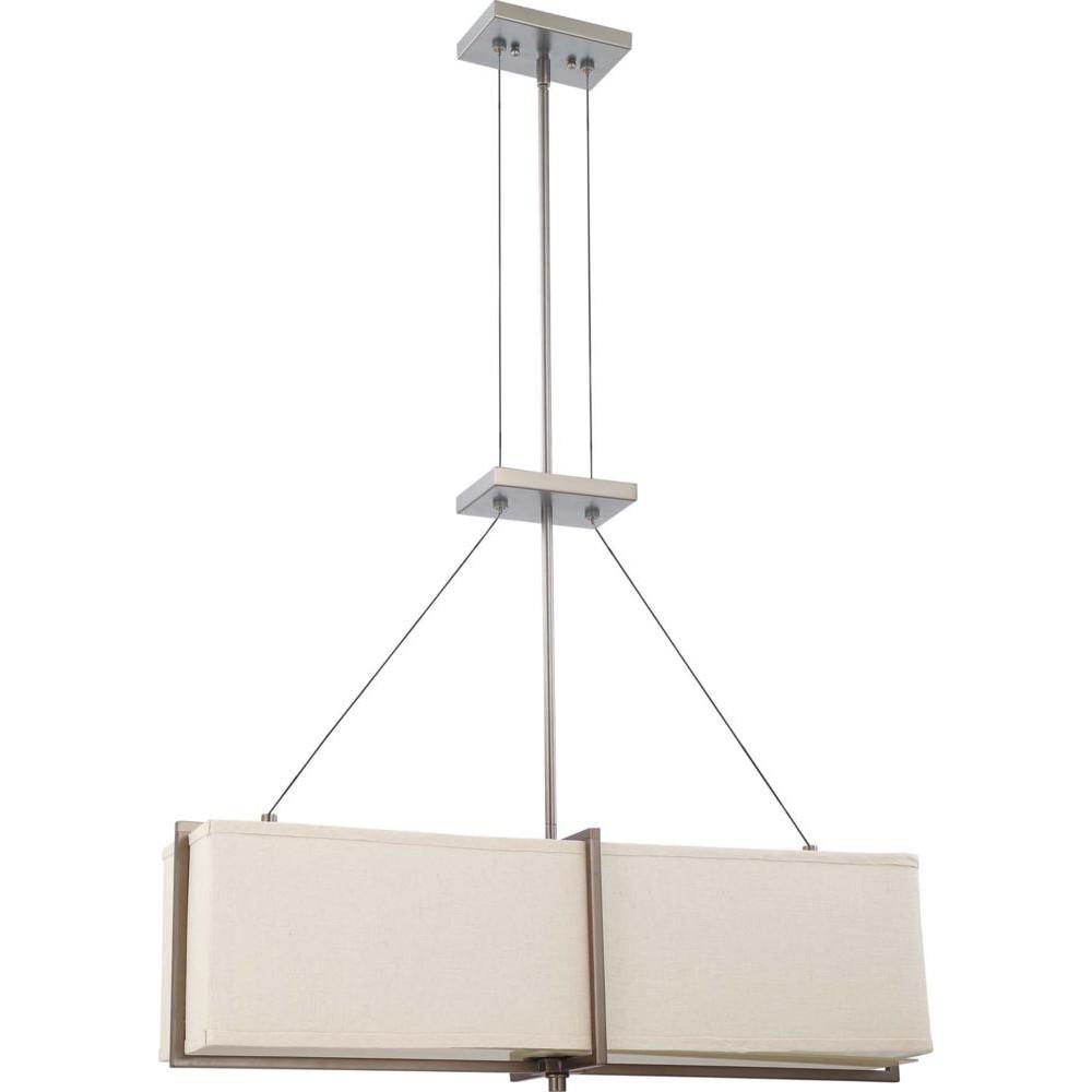 Nuvo Logas ES - 4 Light Square Pendant w/ Khaki Fabric Shade - (4) 13w GU24 Lamps Included