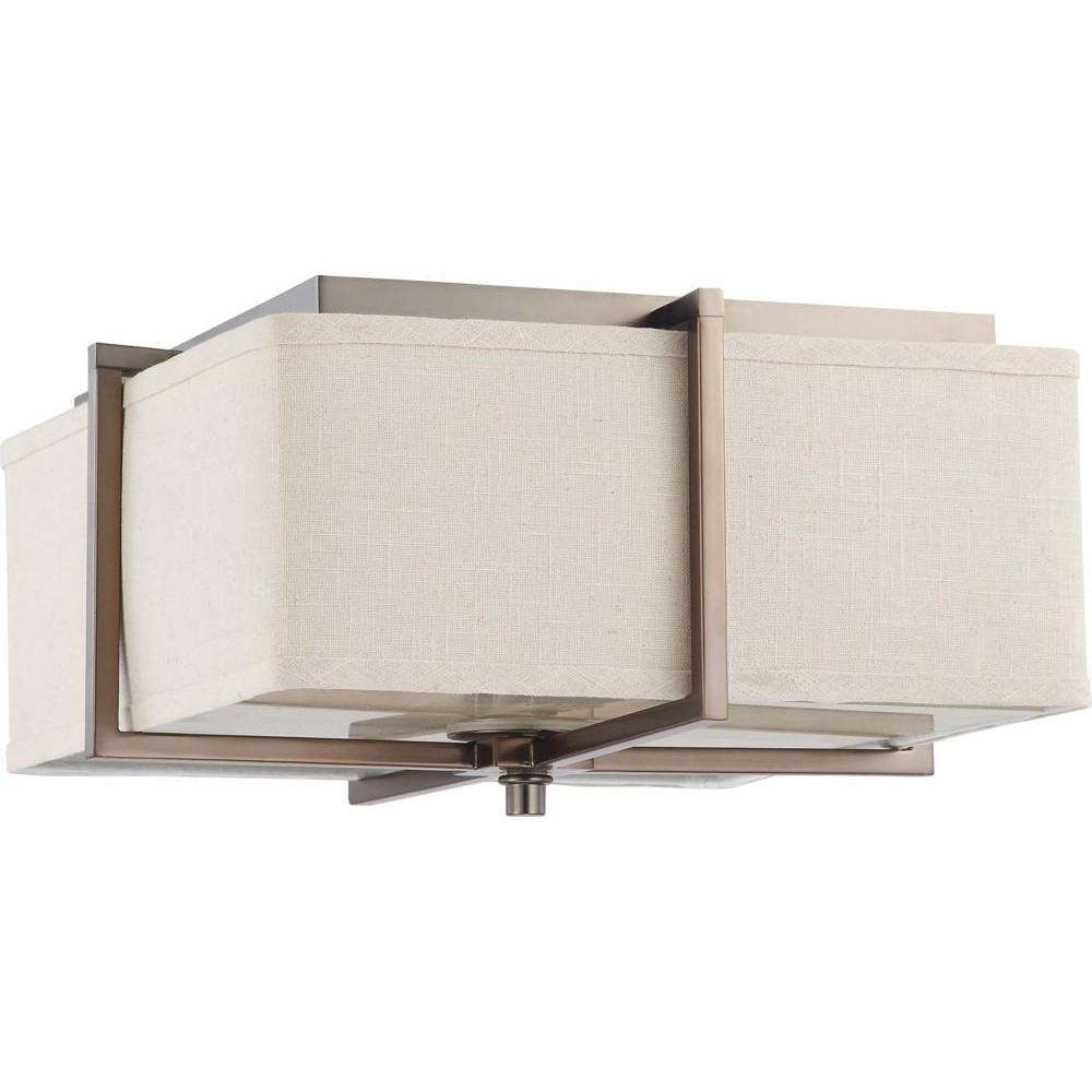 Nuvo Logas ES - 2 Light Square Flush w/ Khaki Fabric Shade - (2) 13w GU24 Lamps Included