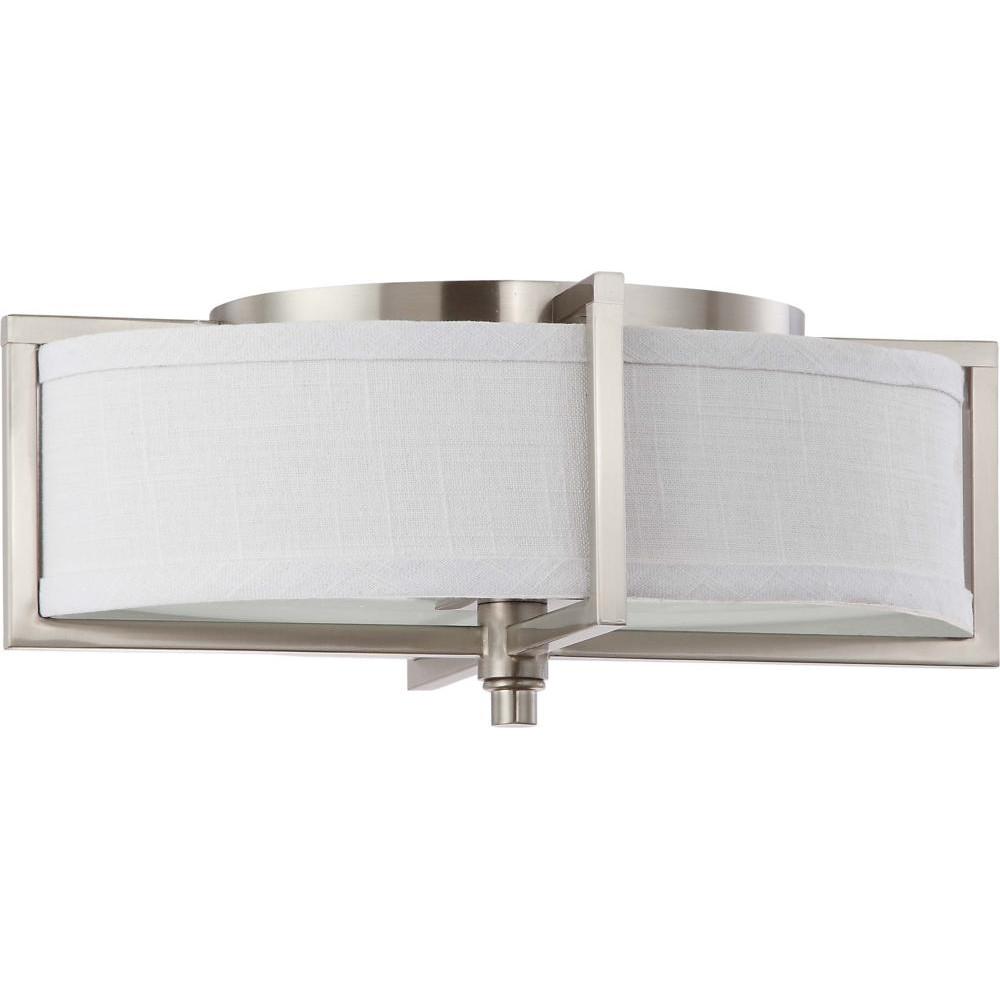 Nuvo Portia ES - 2 Light Oval Flush w/ Slate Gray Fabric Shade - (2) 13w GU24 Lamps Included