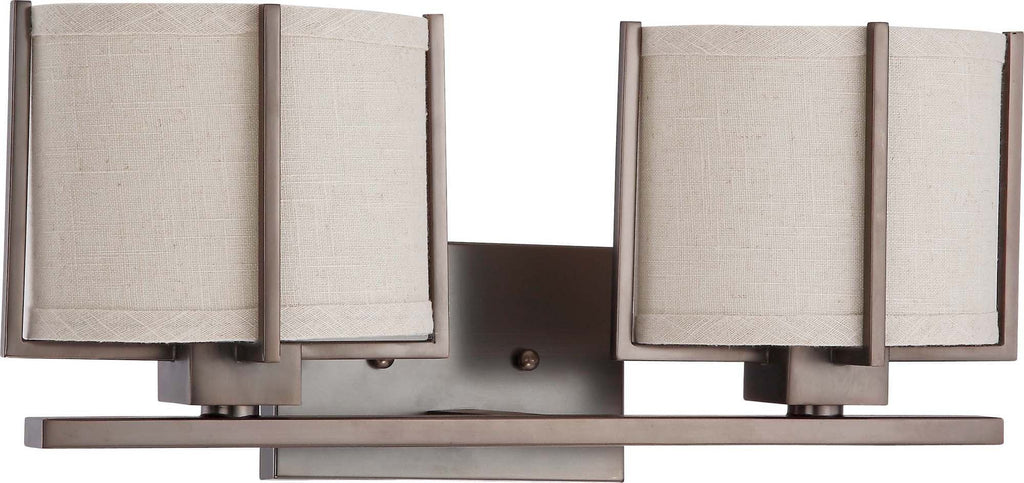 Nuvo Portia - 2 Light Vanity w/ Khaki Fabric Shades - (2) 13w GU24 Lamps Included
