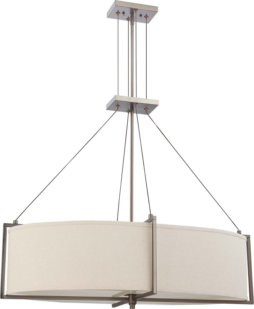 Nuvo Portia - 6 Light Oval Pendant w/ Khaki Fabric Shade