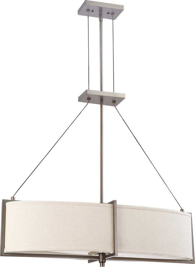 Nuvo Portia - 4 Light Oval Pendant w/ Khaki Fabric Shades