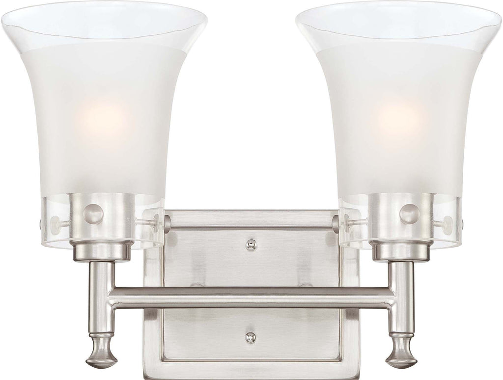 Nuvo Patrone - 2 Light Vanity Fixture w/ Clear & Frosted Glass
