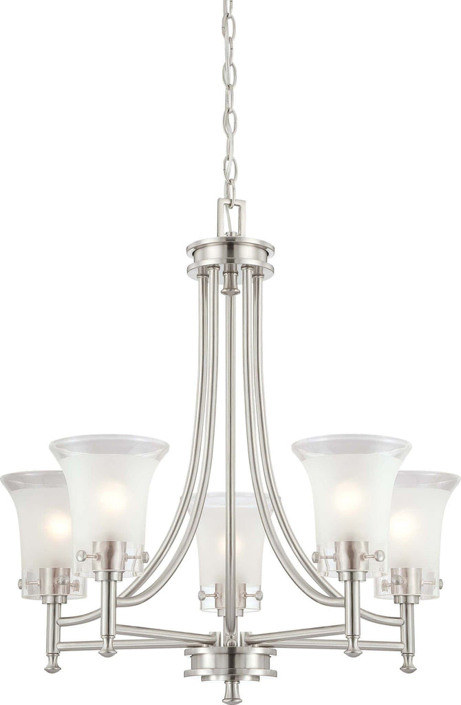 Nuvo Patrone - 5 Light Chandelier w/ Clear & Frosted Glass