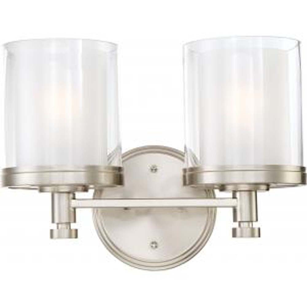 Nuvo Decker - 2 Light Vanity Fixture w/ Clear & Frosted Glass