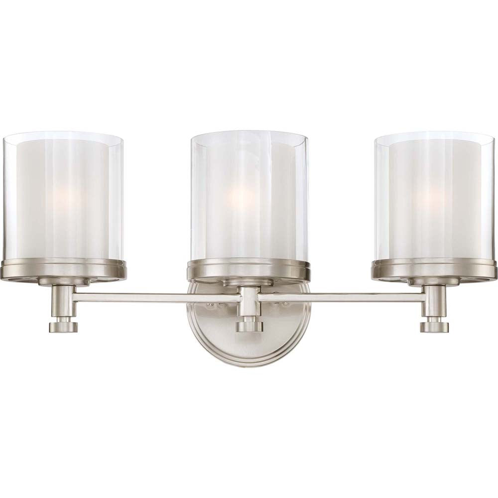 Nuvo Decker - 3 Light Vanity Fixture w/ Clear & Frosted Glass