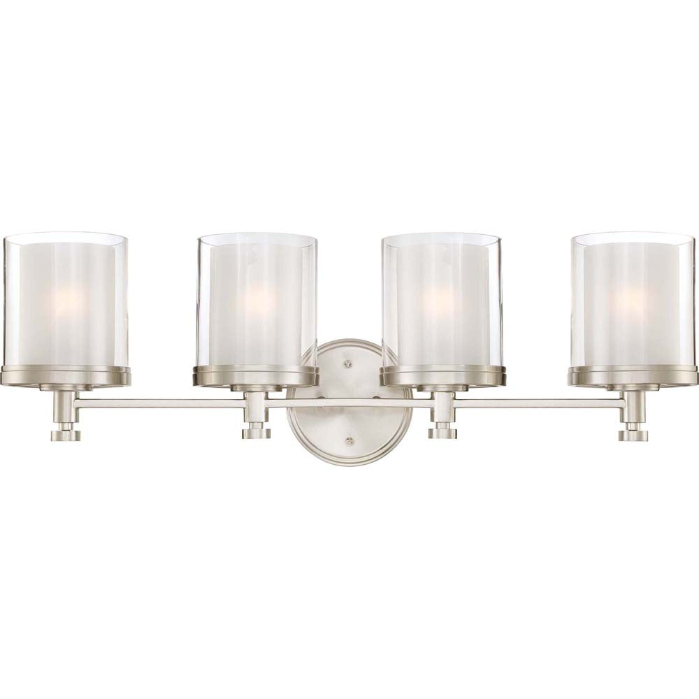 Nuvo Decker - 4 Light Vanity Fixture w/ Clear & Frosted Glass
