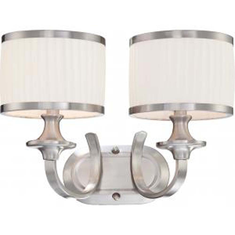 Nuvo Candice - 2 Light Vanity Fixture w/ Pleated White Shades