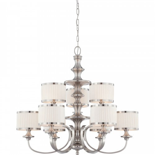 Nuvo Candice - 9 Light Chandelier w/ Pleated White Shades