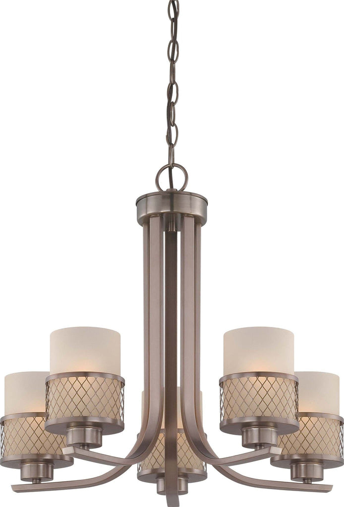Nuvo Fusion - 5 Light Chandelier w/ Russet Glass