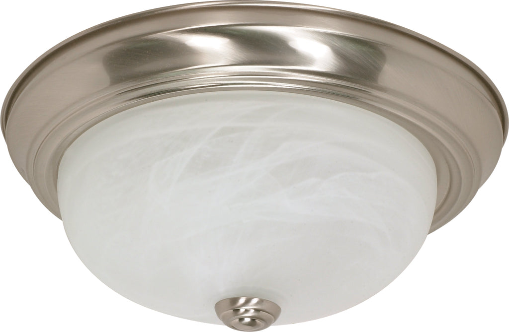 Nuvo 2-Light 13" Ceiling Flush Mount w/ Alabaster Glass in Brushed Nickel Finish