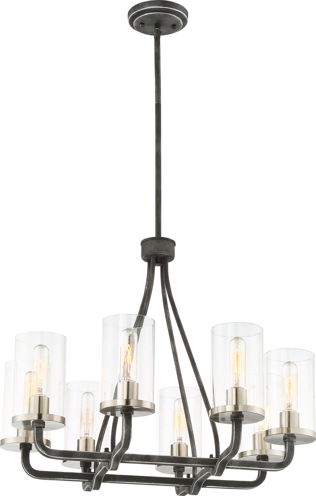 Sherwood 8-Light Chandelier in Iron Black with Brushed Nickel Accents Finish