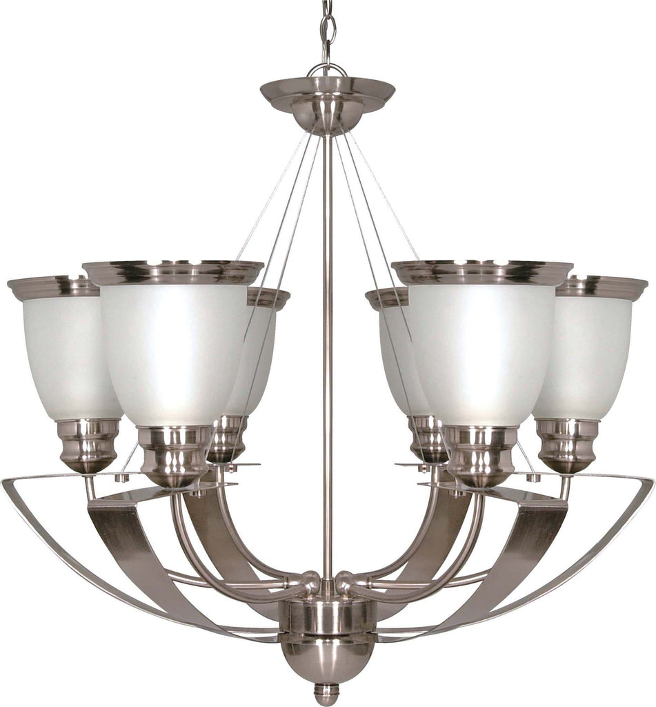 Nuvo Palladium - 6 Light - 25 inch - Chandelier - w/ Satin Frosted Glass Shades