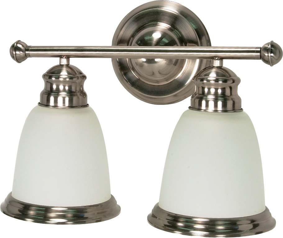 Nuvo Palladium - 2 Light - 14 inch - Vanity - w/ Satin Frosted Glass Shades