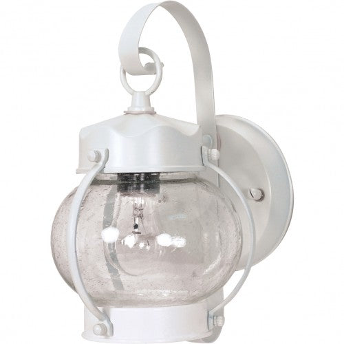 Nuvo 1-Light 11" Onion Wall Lantern w/ Clear Seeded Glass in White Finish