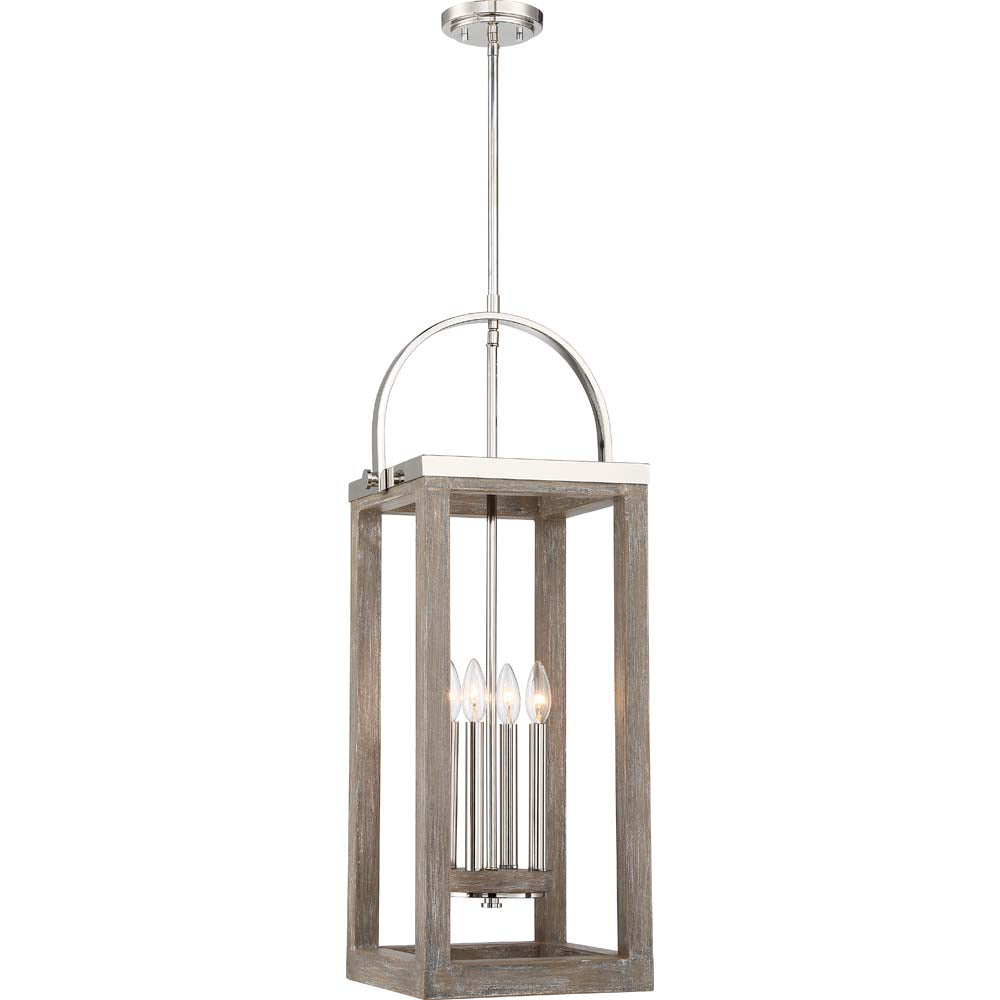 Nuvo Bliss 2-Light Pendant w/ Polished Nickel Accents in Driftwood Finish w/