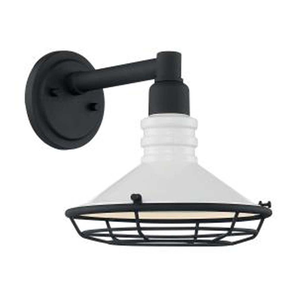 Nuvo Blue Harbor 1-Light 9.75" Sconce w/ Gloss White & Textured Black Finish