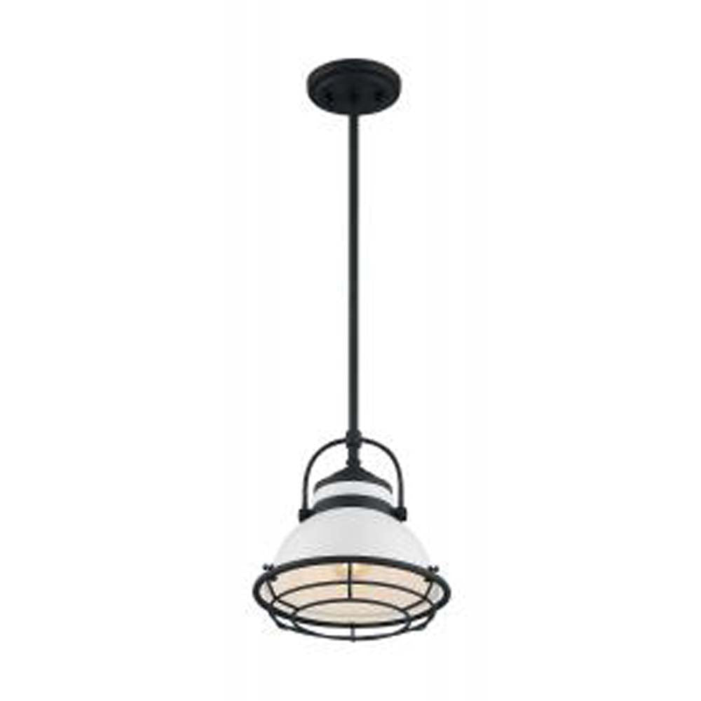 Nuvo Upton 1-Light 9.75" Pendant w/ Gloss White & Black Accents Finish