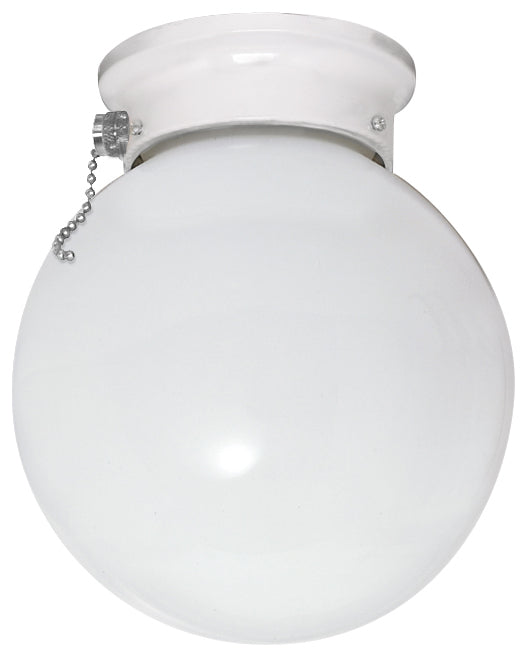 Nuvo 1-Light 6" Ceiling Fixture White Ball w/ Pull Chain Switch White Finish