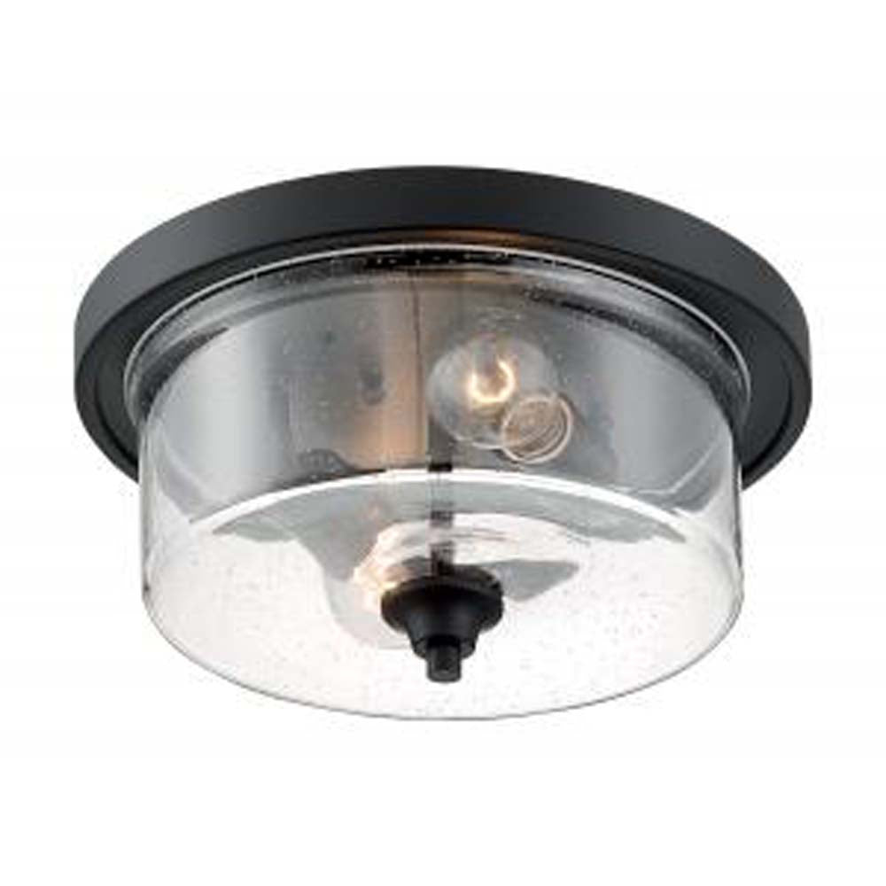 Nuvo Bransel 2 Light Flush Mount w/ Seeded Glass in Matte Black Finish