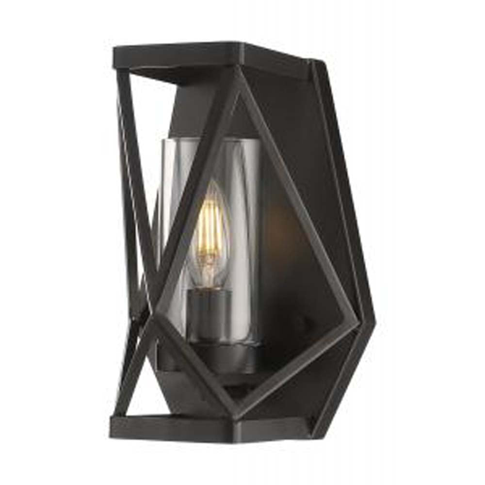 Nuvo Zemi 1-Light Wall Sconce Fixtures w/ Clear Glass in Black Finish
