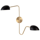 Trilby 2-Light Wall Sconce Matte Black with Burnished Brass - BulbAmerica