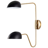 Trilby 2-Light Wall Sconce Matte Black with Burnished Brass