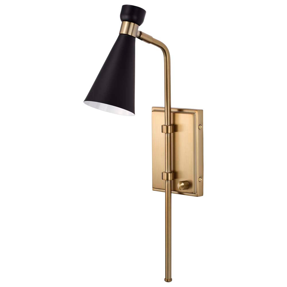 Prospect 1-Light Wall Sconce Matte Black with Burnished Brass