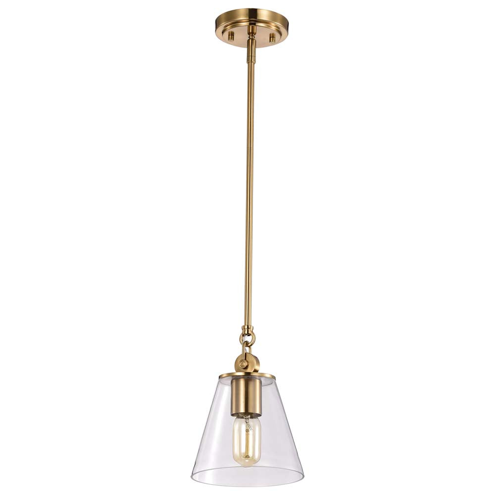 Dover 1-Light Small Pendant Vintage Brass with Clear Glass
