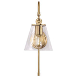 Dover 1-Light Wall Sconce Vintage Brass with Clear Glass - BulbAmerica