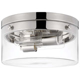Intersection 60w Medium Flush Mount Fixture Polished Nickel w/ Clear Glass