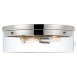Intersection 60w Large Flush Mount Fixture Polished Nickel w/ Clear Glass - BulbAmerica