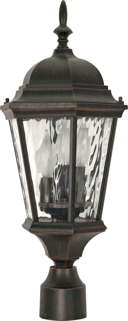 Nuvo Fordham - 3 Light - 22 inch - Post Lantern - w/ Clear Water Glass