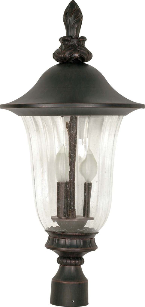 Nuvo Parisian - 3 Light - 27 inch - Post Lantern - w/ Fluted Seed Glass