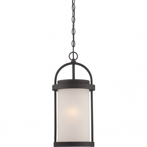 Nuvo 9 inch Willis LED Outdoor Black Light Pendant Antique White Glass