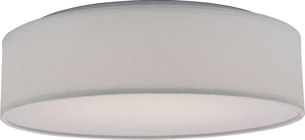 1-Light Flush Mounted Close-to-Ceiling Light Fixture in White Fabric Finish3000K