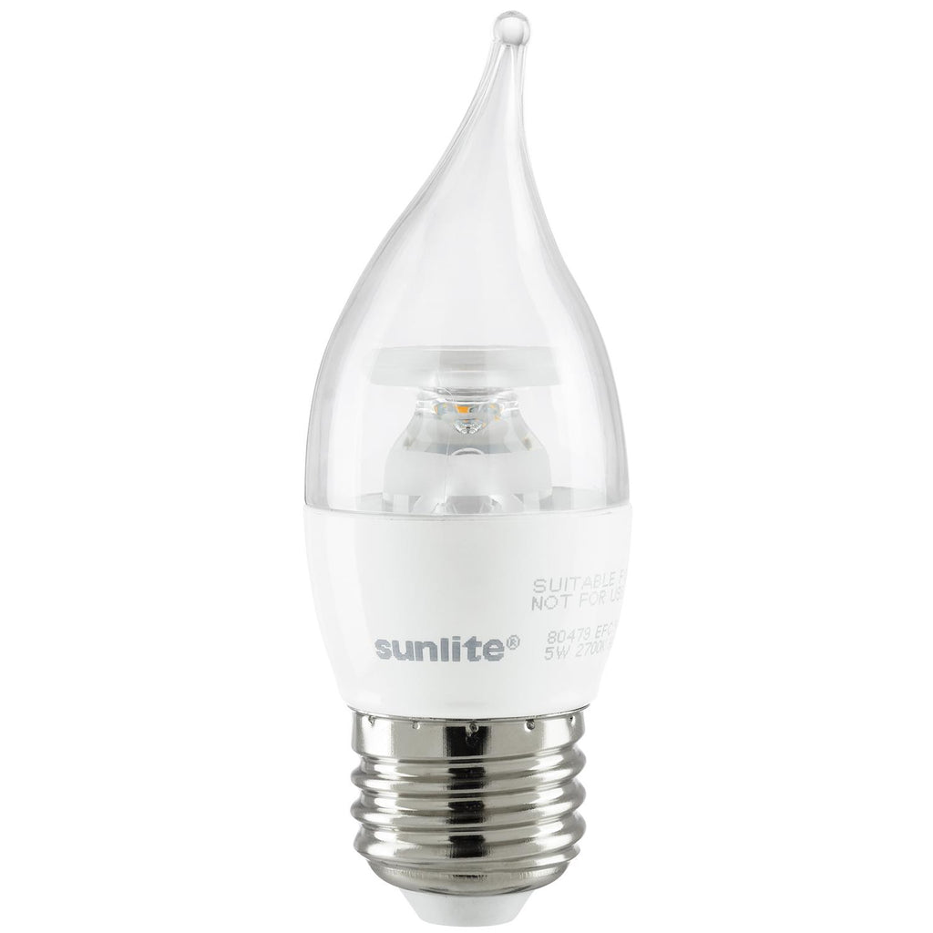 SUNLITE 80479-SU LED Flame Tip Chandelier 5w Light Bulb 2700K Warm White