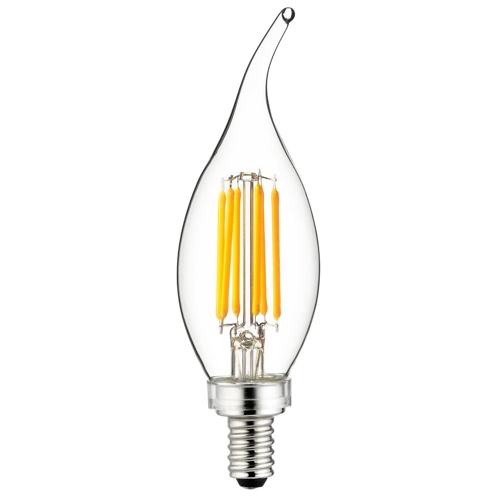 SUNLITE 5w E12 Candelabra LED Filament CA11 Flame Tip 2700K Warm White