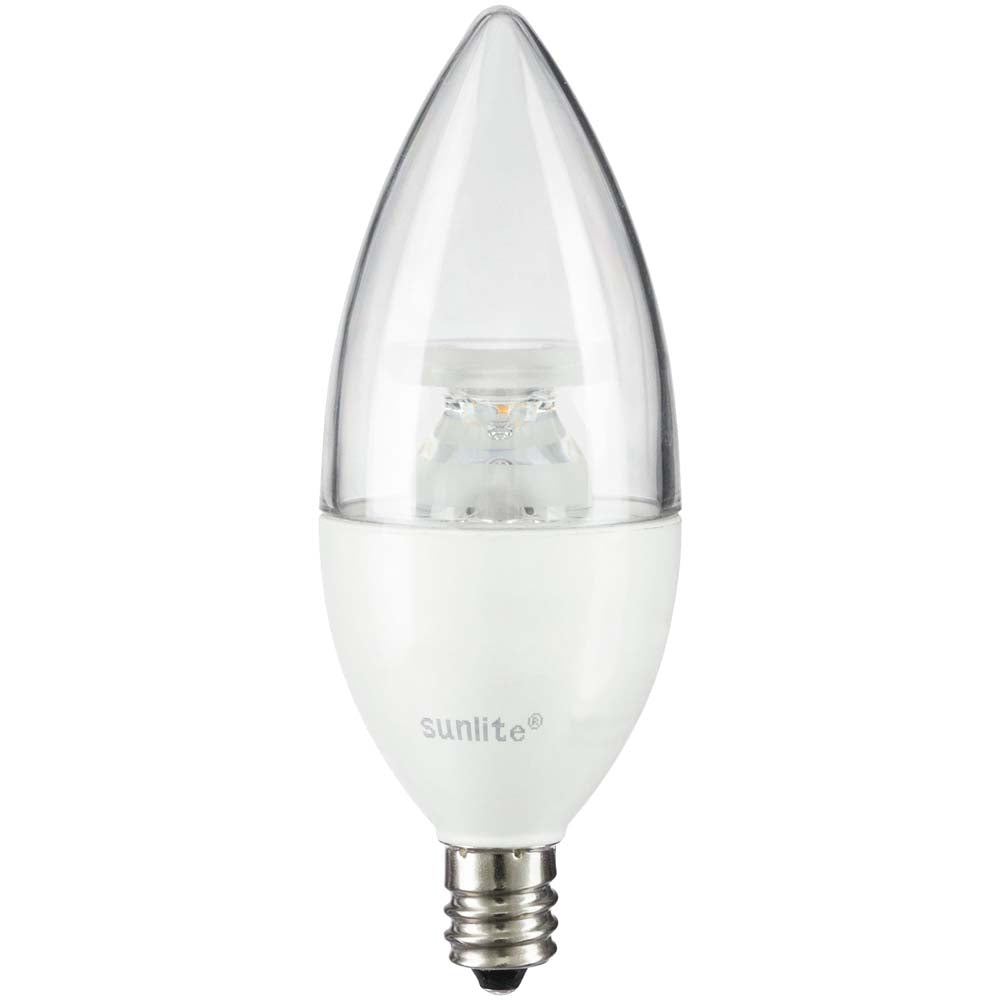 Sunlite LED B11 Clear Chandelier Light Bulb 7w 120v E12 Base 3000K - Warm White