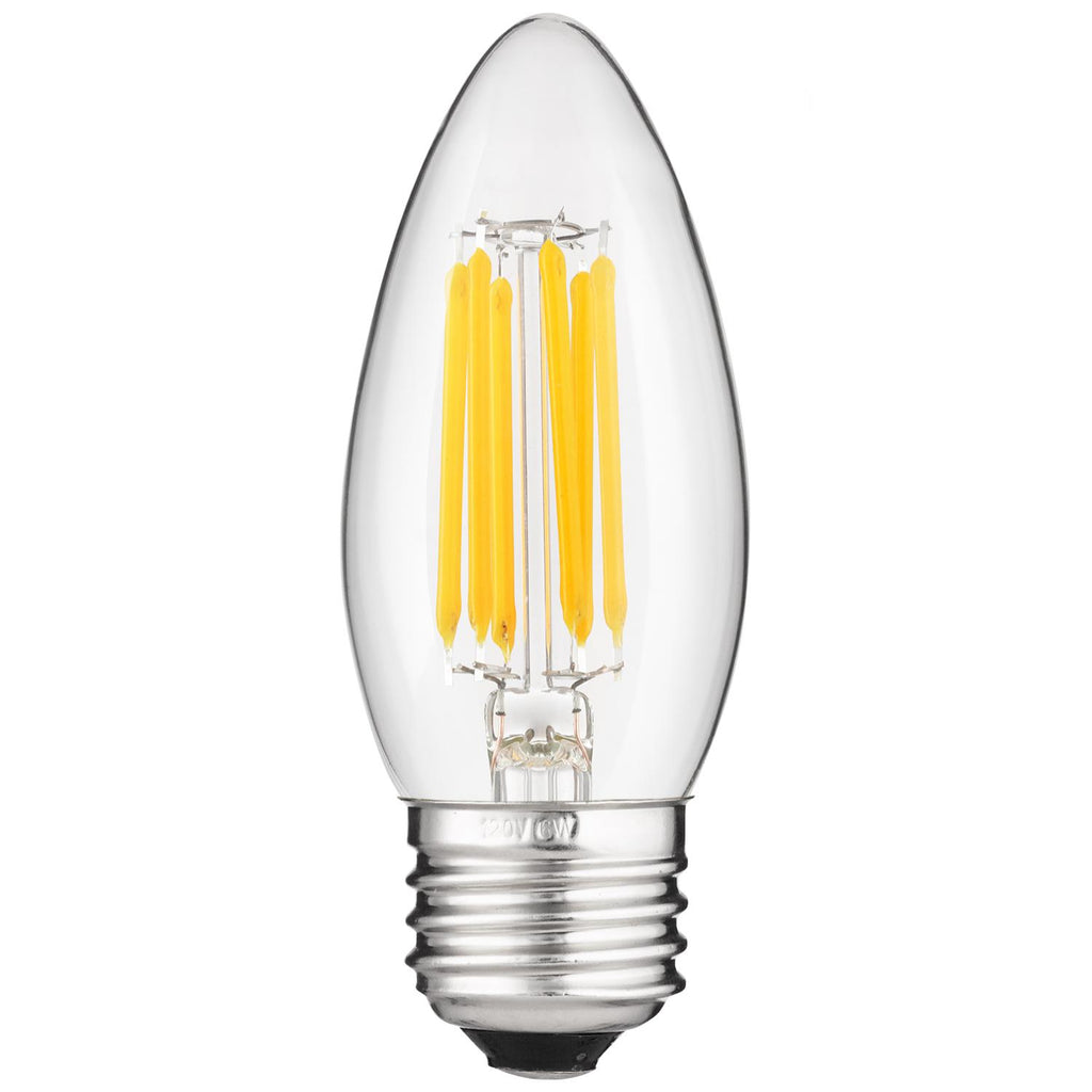 SUNLITE LED 6W 5000K Torpedo Tip E26 Base Antique Filament Super White Bulb