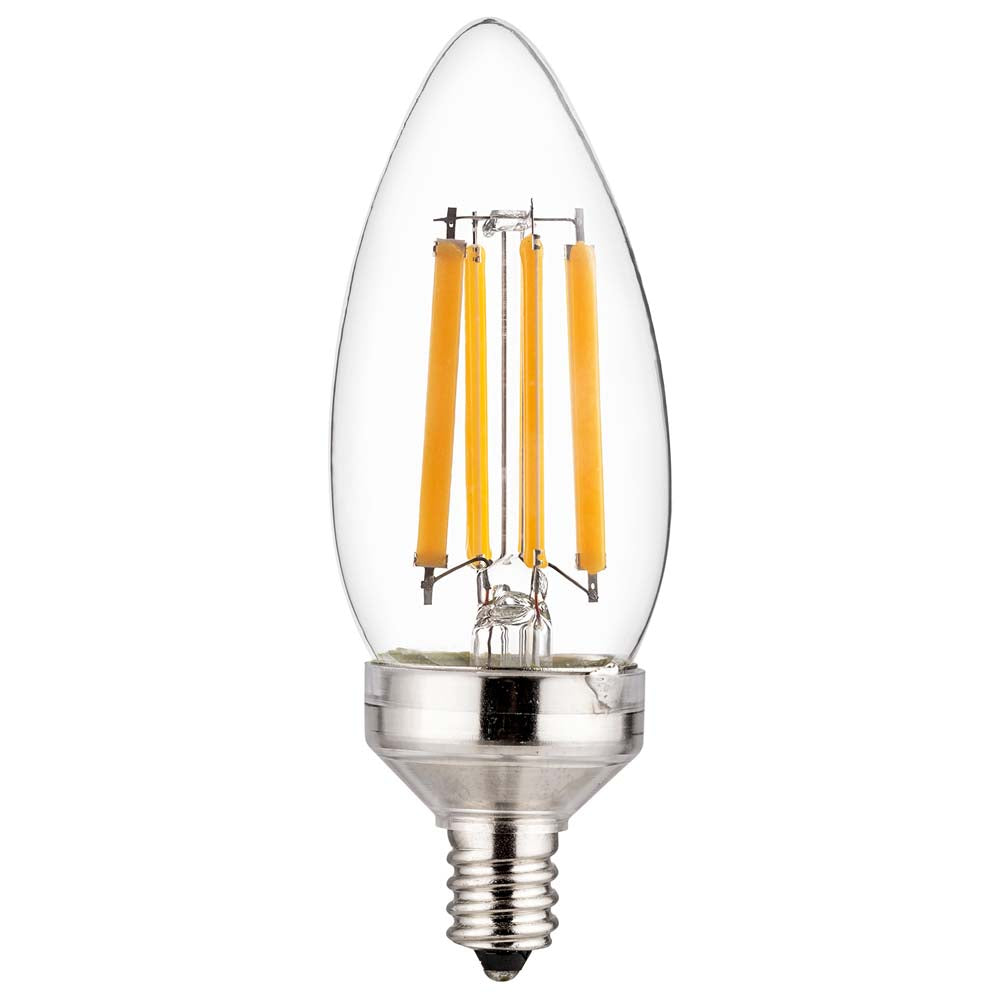 Sunlite LED B11 Chandelier Light Bulb 8.8w E12 Candelabra Base 27K - Warm White